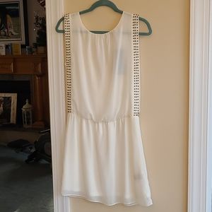 White Gauze Mini Tunic Dress with Beads